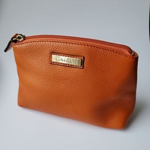 Orange Leather Calvin Klein Cosmetics Travel Bag